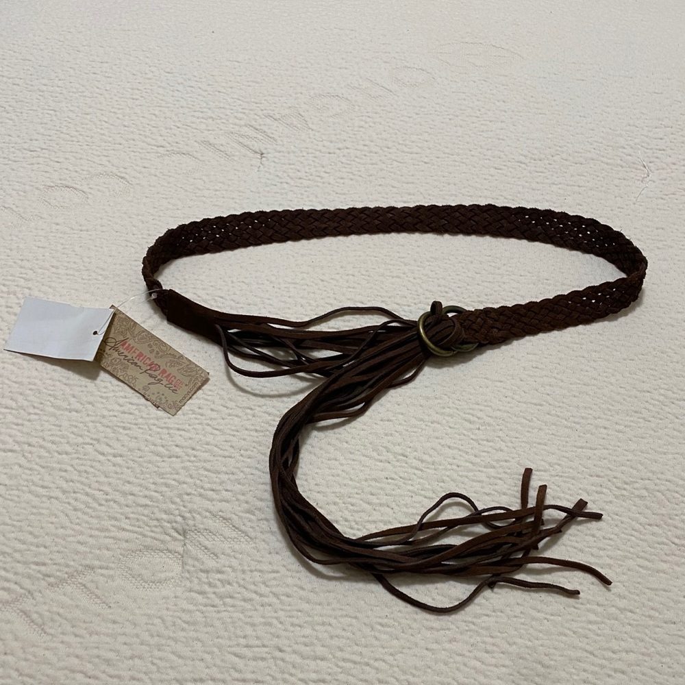 American Rag suede woven tassel belt